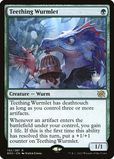 TeethingWurmlet__26085 Teething Wurmlet (Promo Pack) (The Brothers' War) Promo: Planeswalker Stamped
