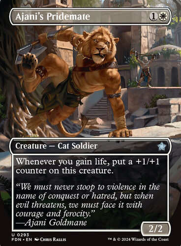 Ajani's Pridemate (Borderless) - Foundations (FDN) Foundations foil