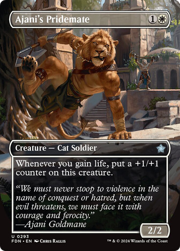 AjanisPridemate293__19612 Ajani's Pridemate (Borderless) - Foundations (FDN) Foundations foil