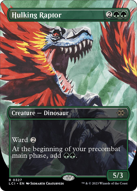 HulkingRaptor327__29792 Hulking Raptor (Borderless) The Lost Caverns of Ixalan - Variants