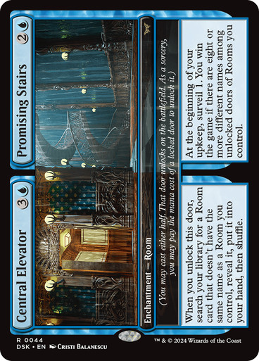 CentralElevatorPromisingStairs__07107 Central Elevator // Promising Stairs Duskmourn: House of Horror (Foil)