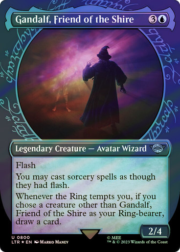 GandalfFriendOfTheShire800__40161 Gandalf, Friend of the Shire (#800) (Showcase) (Surge Foil) The Lord of the Rings - Alternate Foil (Foil)