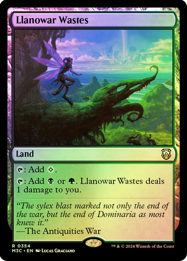 LlanowarWastes__72083 Llanowar Wastes (Ripple Foil) Modern Horizons 3 Commander - Alternate Foil (Foil)