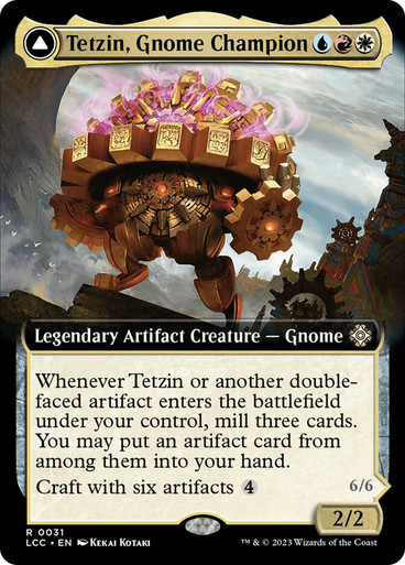 Tetzin, Gnome Champion // The Golden-Gear Colossus (Extended Art) The Lost Caverns of Ixalan Commander - Variants