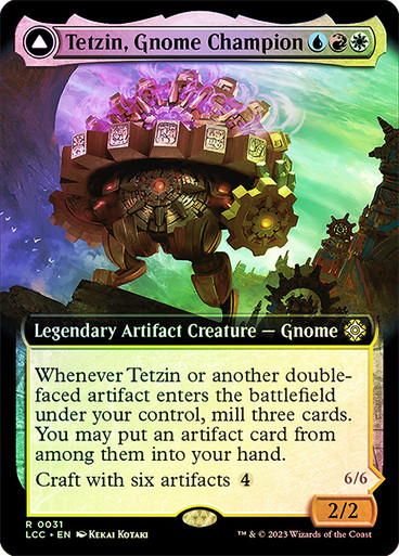 Tetzin, Gnome Champion // The Golden-Gear Colossus (Extended Art) The Lost Caverns of Ixalan Commander - Variants (Foil)