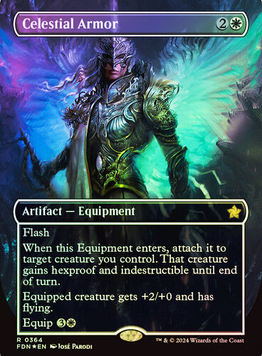 CelestialArmor364__55918 Celestial Armor (Borderless) (Mana Foil) Foundations (Foil)