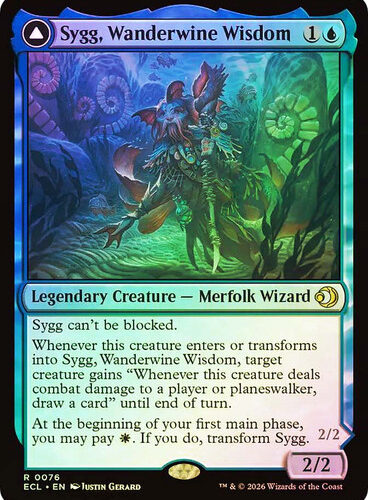 Sygg, Wanderwine Wisdom // Sygg, Wanderbrine Shield Lorwyn Eclipsed Foil