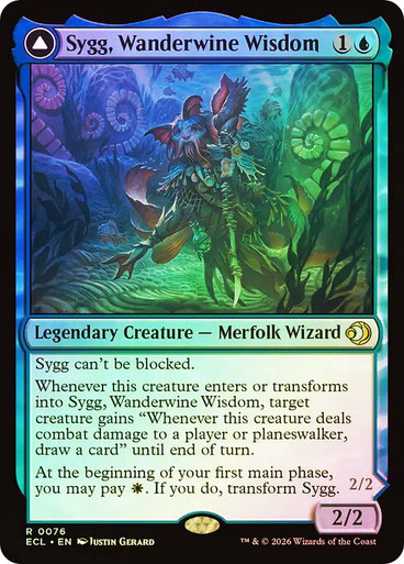 Sygg, Wanderwine Wisdom // Sygg, Wanderbrine Shield Lorwyn Eclipsed Foil