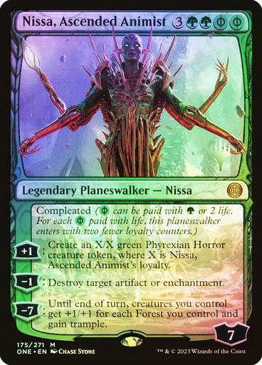 Nissa, Ascended Animist Phyrexia: All Will Be One Promo Version en Español