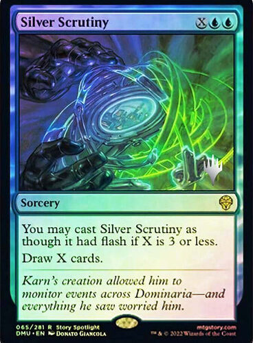 SilverScrutiny__79927 Silver Scrutiny Dominaria United Promo Foil Version en Español