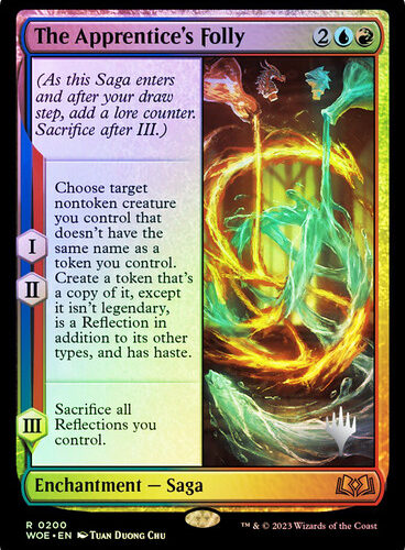 The Apprentice's Folly Wilds of Eldraine Promo Foil Version en Español