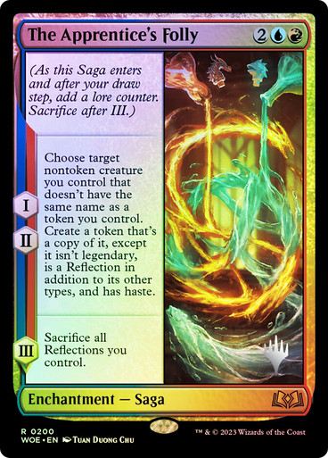 The Apprentice's Folly Wilds of Eldraine Promo Foil Version en Español